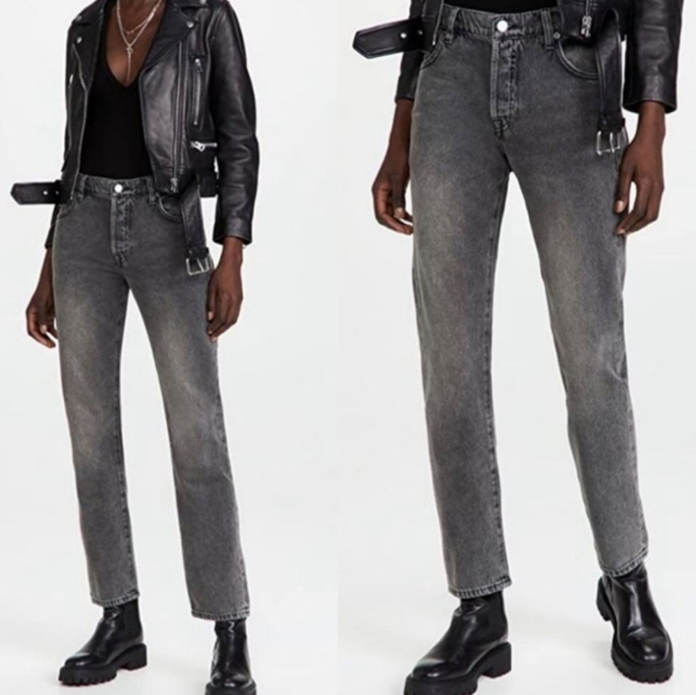 FRAME Denim LE SLOUCH Low Waist Straight Leg Jeans Ozone Grey Wash 30